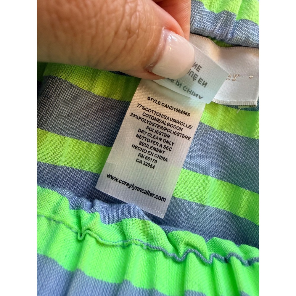 COREY LYNN CALTER Gray Green Stripe Preppy Beachy Coastal Off Shoulder Dress XL - Picture 7 of 10